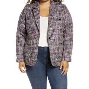 Halogen Tweed Blazer Jacket Multicolor Single Button Closure Plus Size 2X NWT